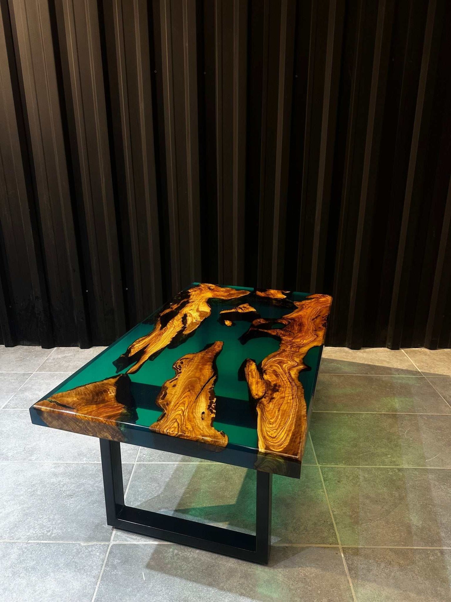 Coffee table Epoxide resin olive wood 100x60 cm - green - Elite Wood - coffee table
