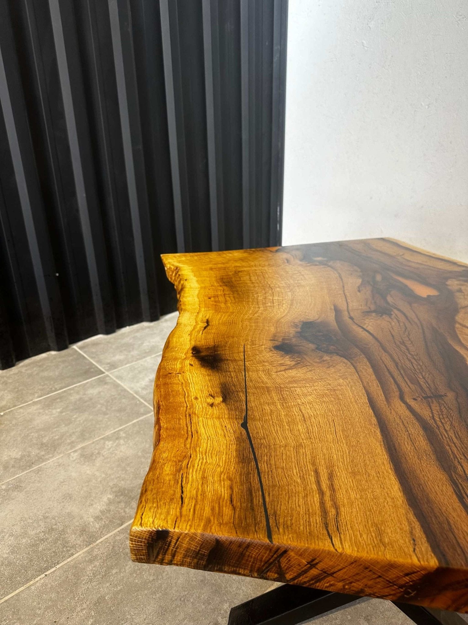 Couchtisch Epoxidharz Eiche - 120x70 cm - oranges Harz
