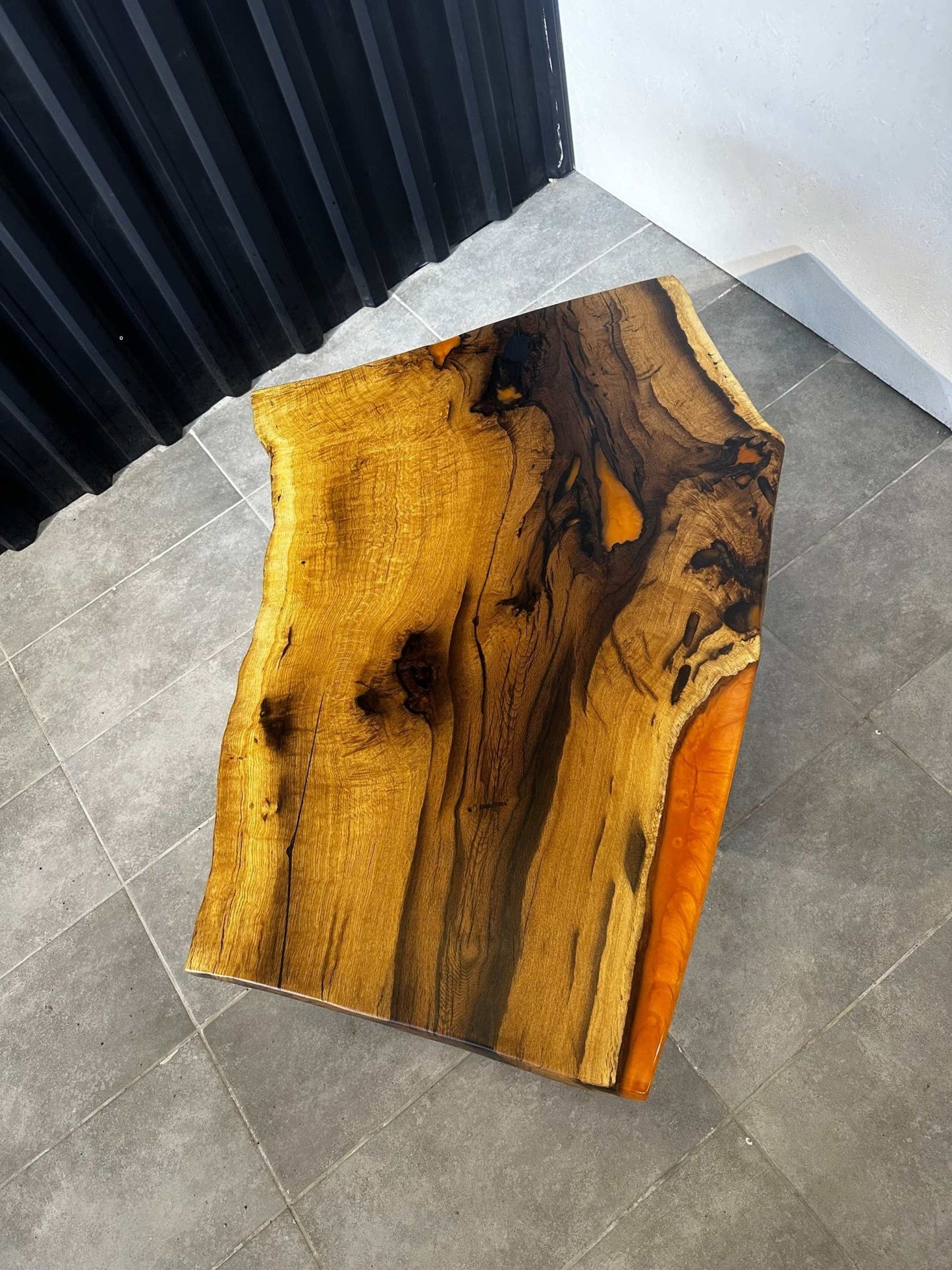 Coffee table Epoxy resin oak - 120x70 cm - orange resin - Elite Wood - coffee table