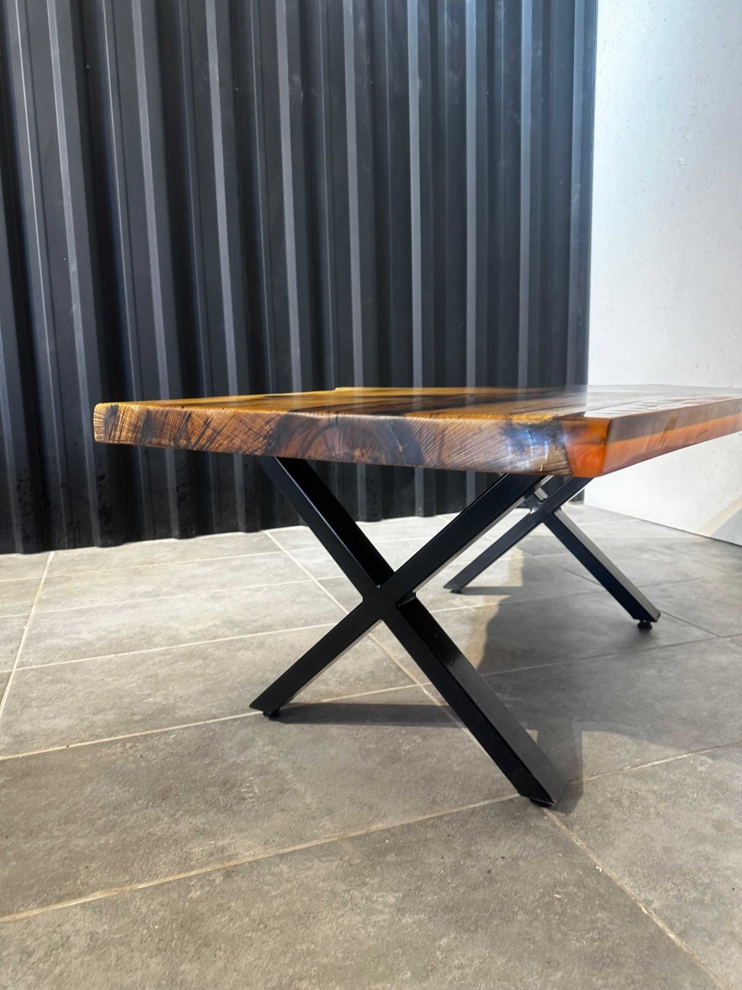 Coffee table Epoxy resin oak - 120x70 cm - orange resin - Elite Wood - coffee table