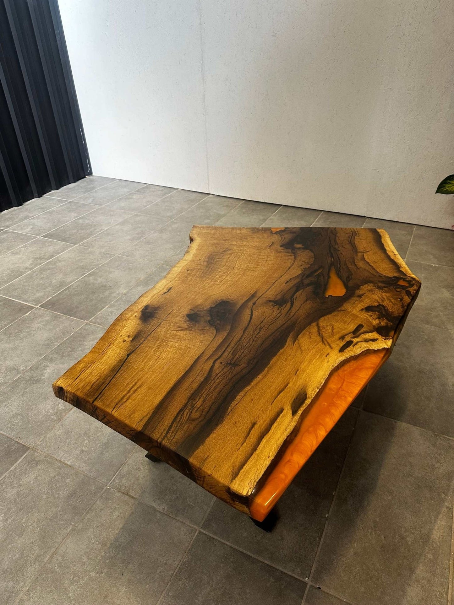 Coffee table Epoxy resin oak - 120x70 cm - orange resin - Elite Wood - coffee table
