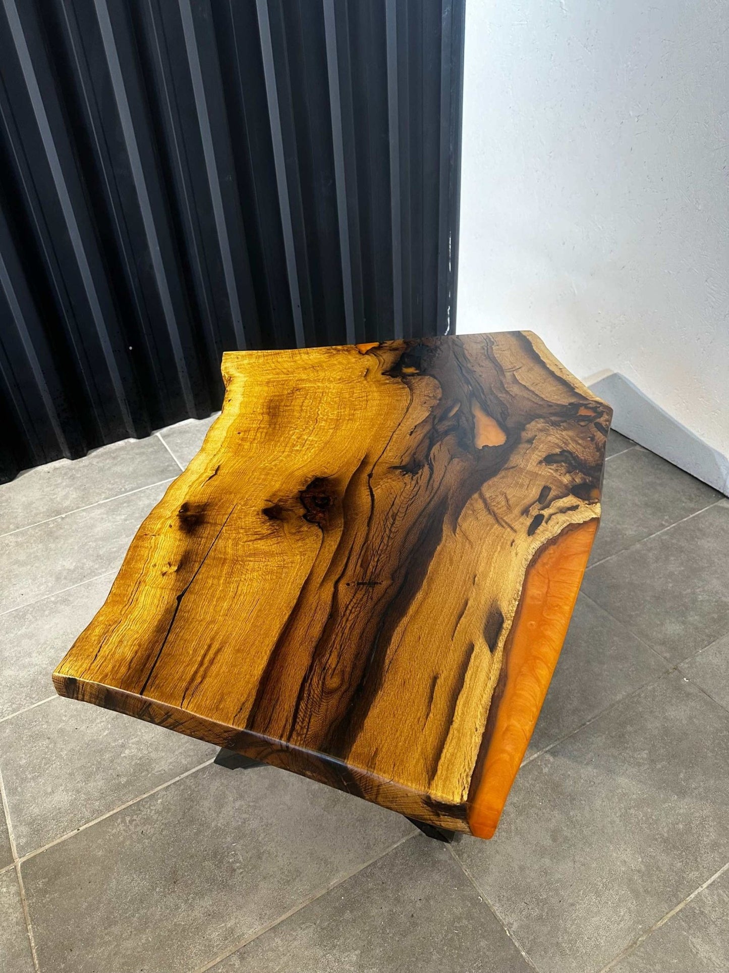 Coffee table Epoxy resin oak - 120x70 cm - orange resin - Elite Wood - coffee table