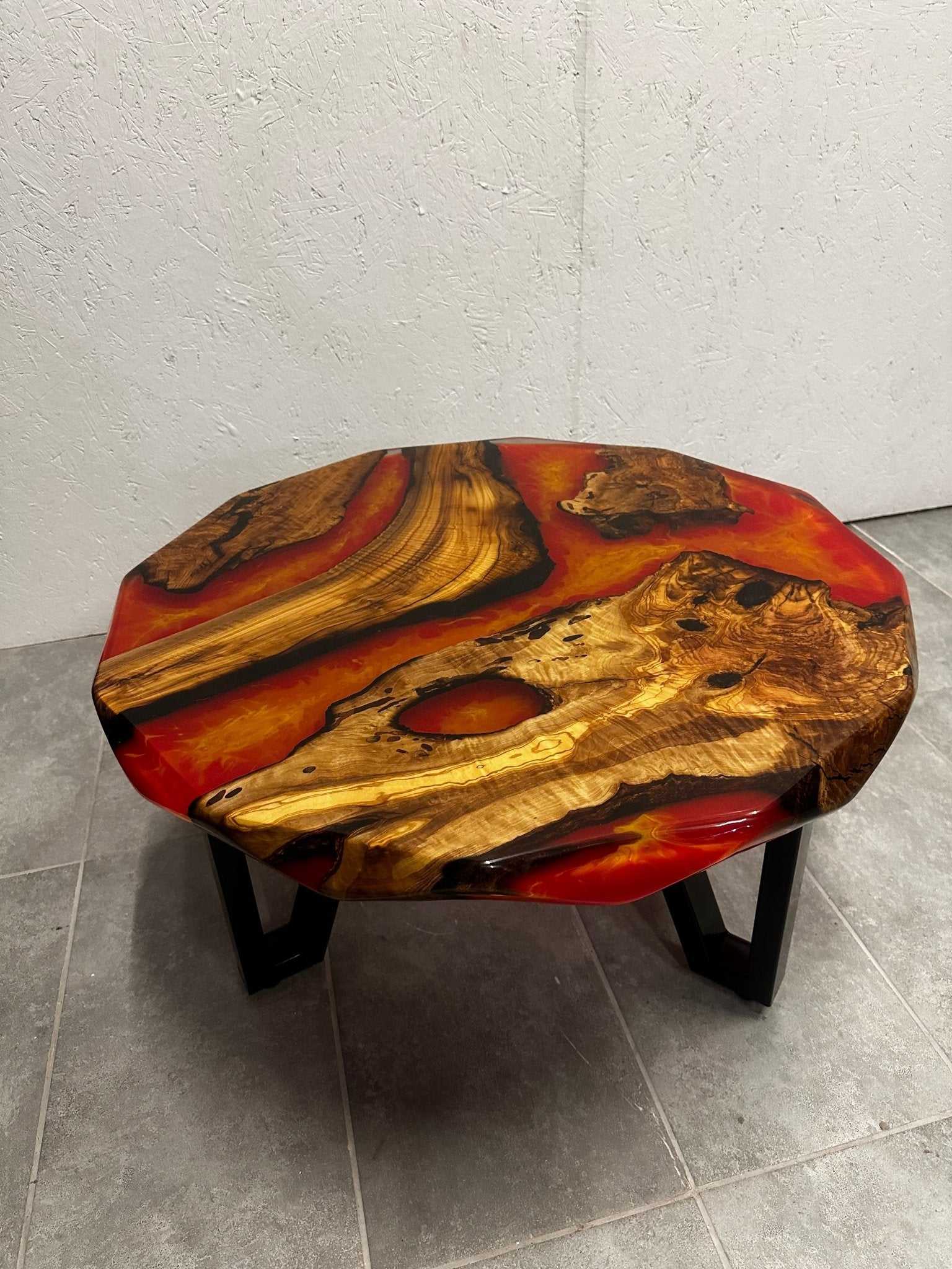 Couchtisch Epoxidharz Olive rund 80 cm-EW-MT-003