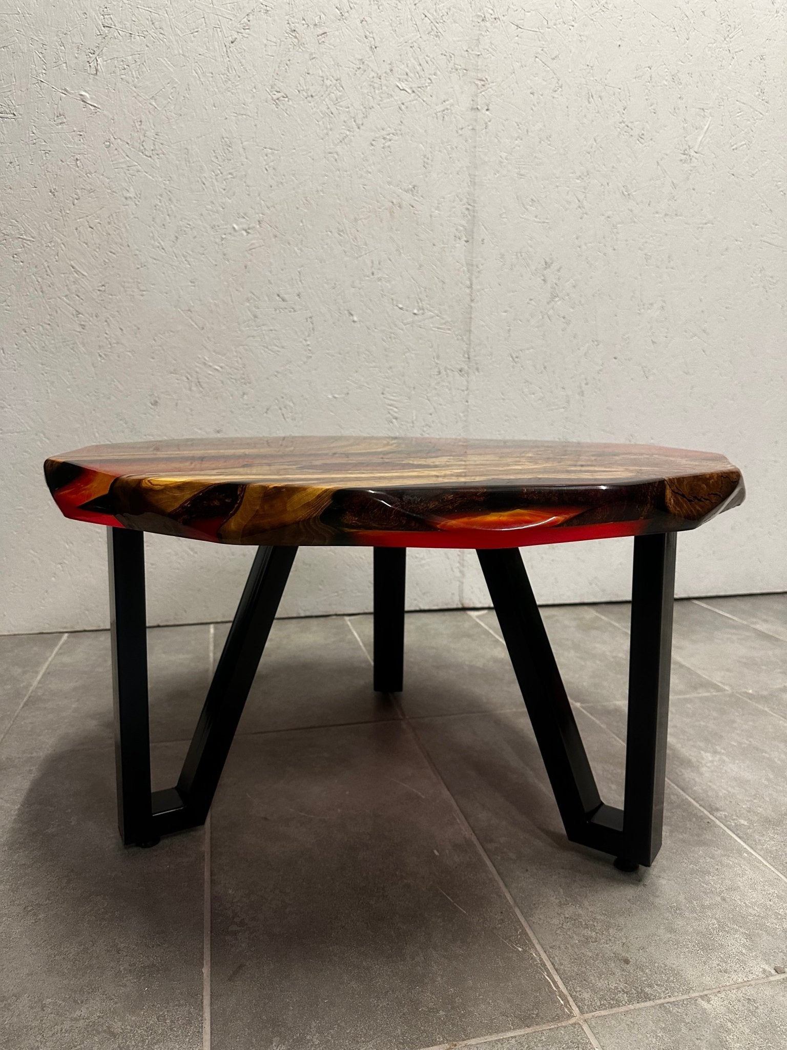 Couchtisch Epoxidharz Olive rund 80 cm-EW-MT-003