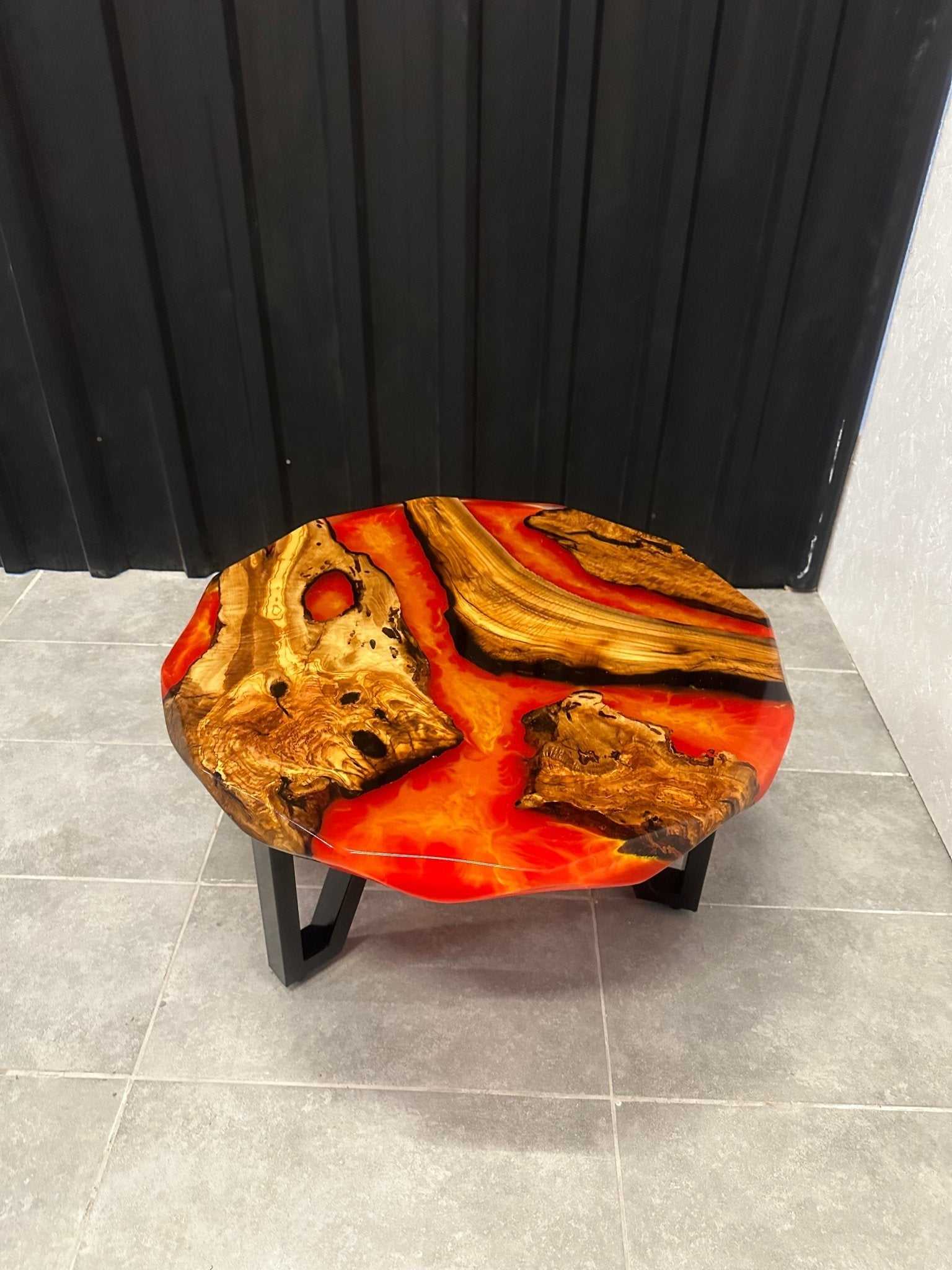 Couchtisch Epoxidharz Olive rund 80 cm-EW-MT-003