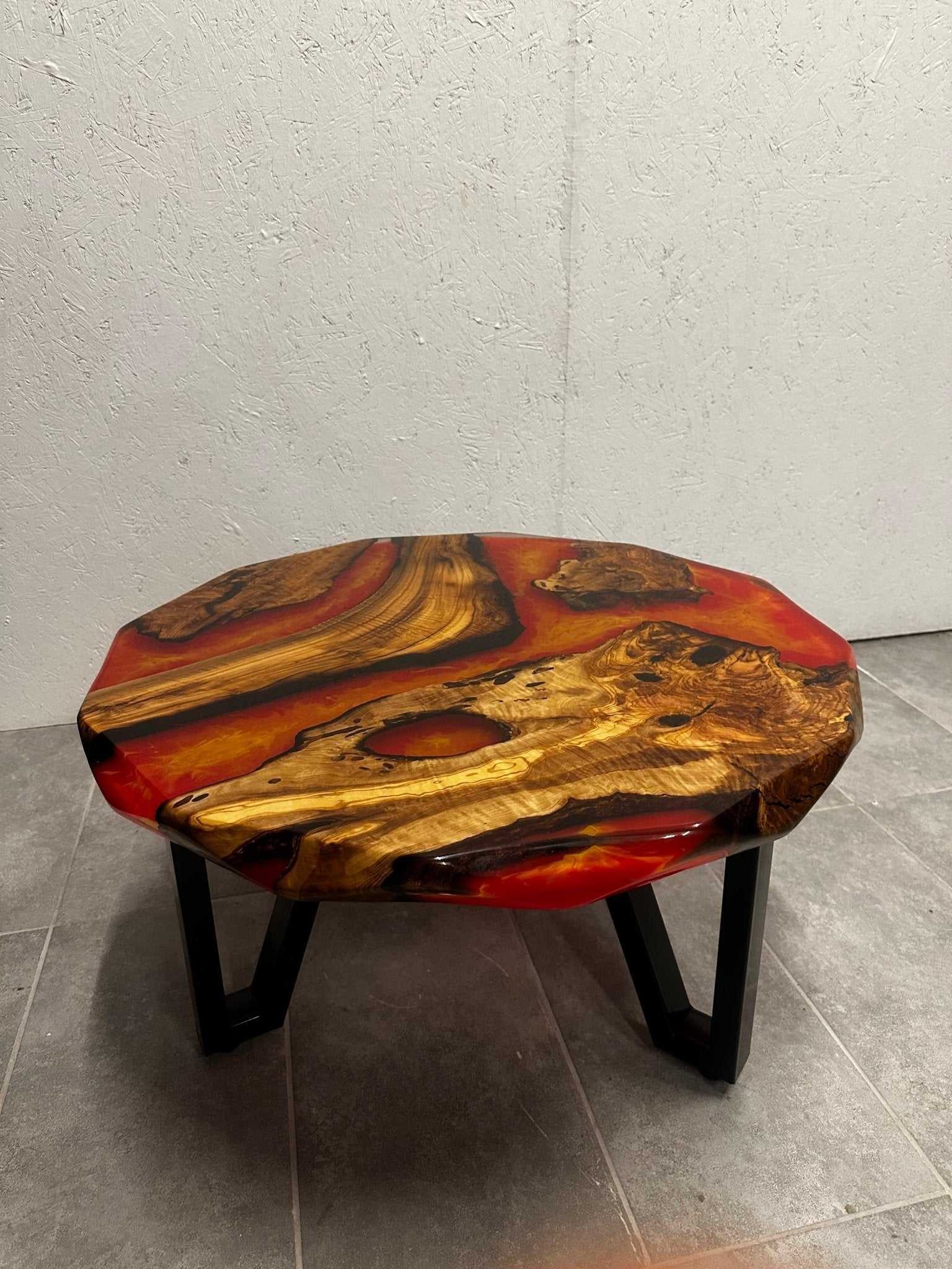 Couchtisch Epoxidharz Olive rund 80 cm-EW-MT-003