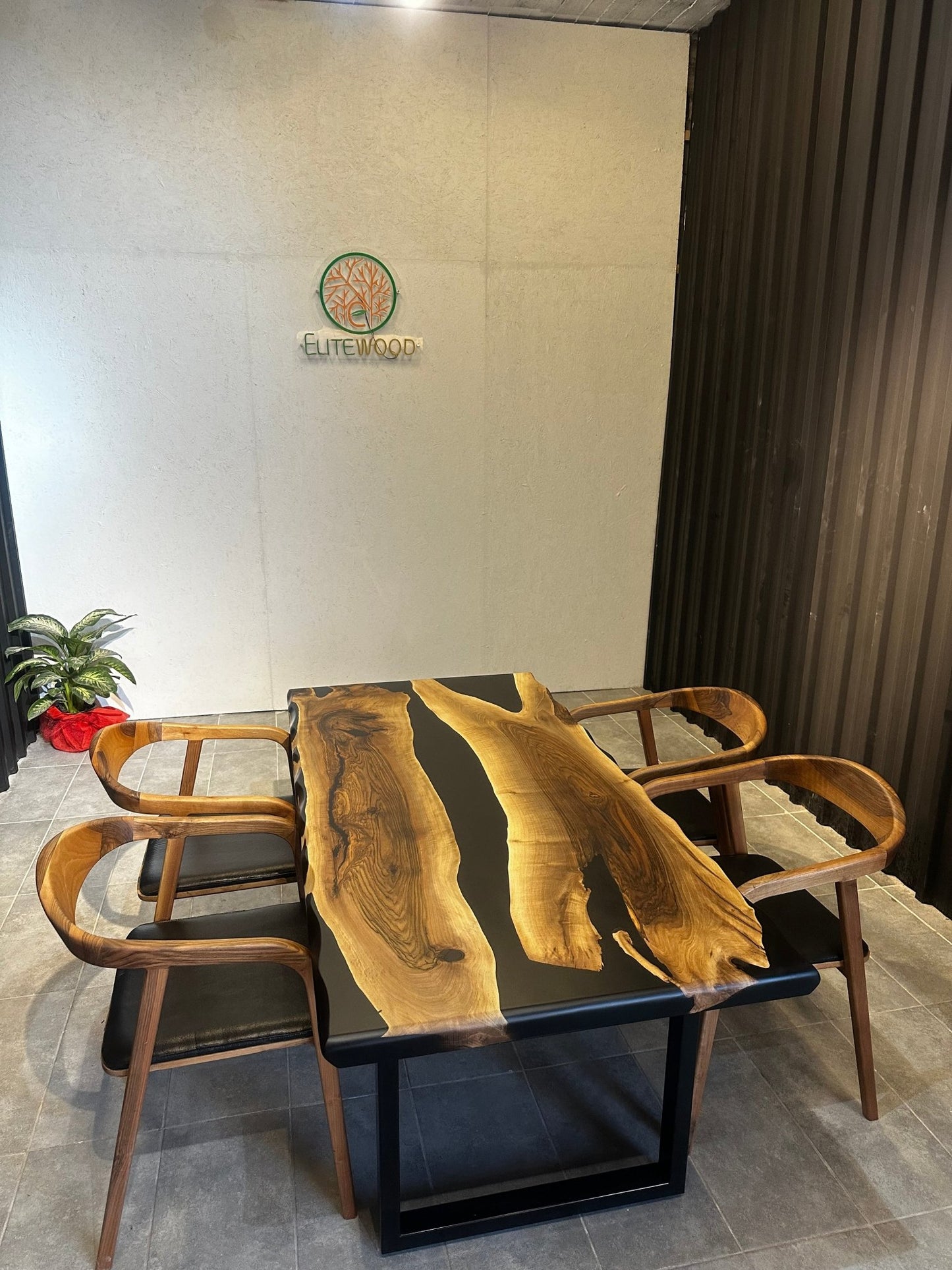 Dining table epoxy resin walnut River Table 180 × 90 cm with X frame - Elite Wood - Live edge dining table