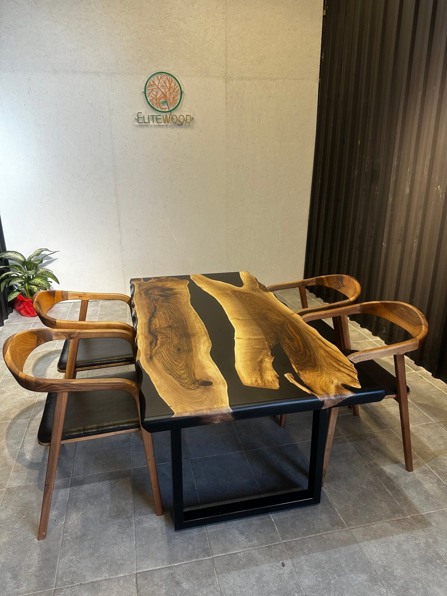 Dining table epoxy resin walnut River Table 180 × 90 cm with X frame - Elite Wood - Live edge dining table