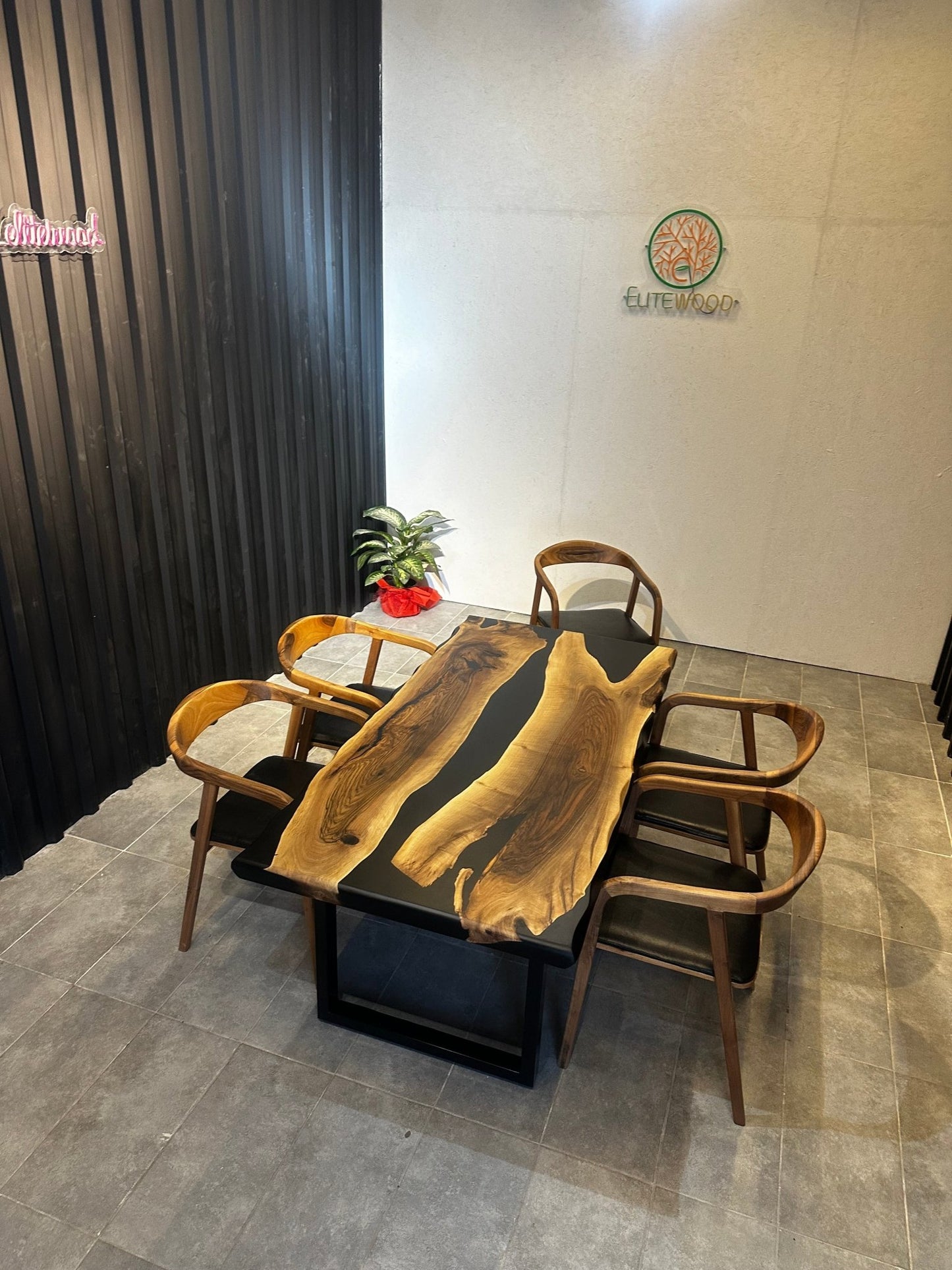 Dining table epoxy resin walnut River Table 180 × 90 cm with X frame - Elite Wood - Live edge dining table