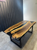 Wechseln Dining table epoxy resin walnut River Table 180 × 90 cm with X frame - Elite Wood - Live edge dining table 3 Bild