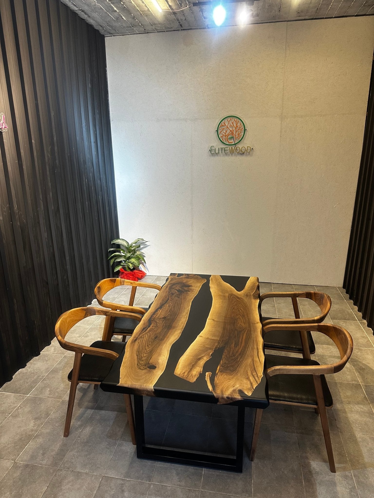Esstisch Epoxidharz Nussbaum River Table 180×90 cm mit X-Gestell