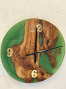 Wechseln Epoxy Clock Green Resin - Round Modern Wall Design Made of Resin &amp; Wood - Elite Wood - clock 2 Bild