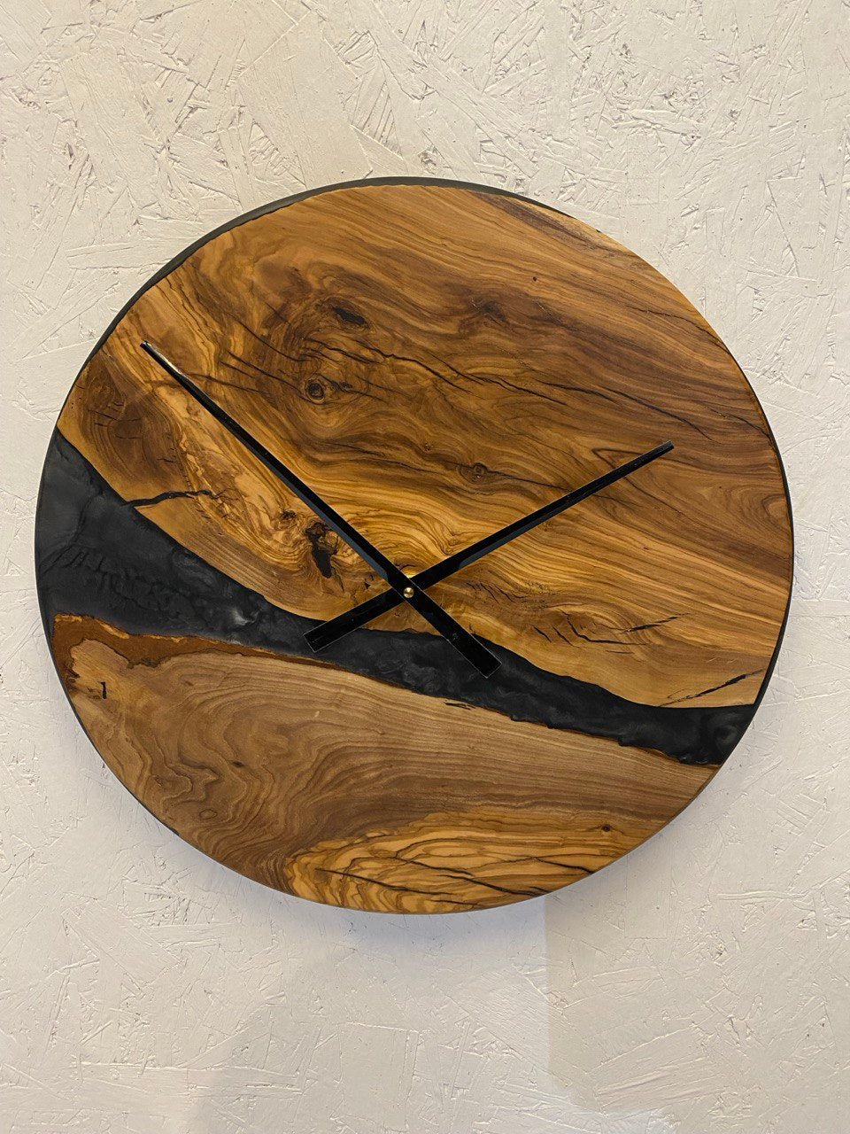 Epoxidharz Uhr schwarz - rundes Design