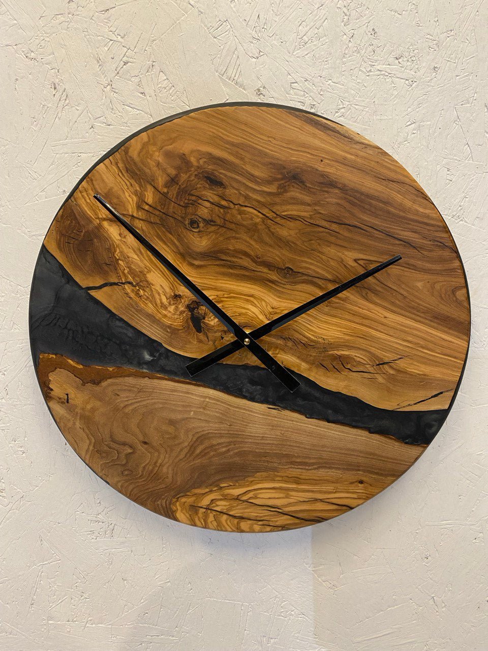 Epoxidharz Uhr schwarz - rundes Design