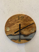 Wechseln Live Edge Clock Epoxy Resin Gray - Design Clock with Natural Edge - Elite Wood - clock 2 Bild