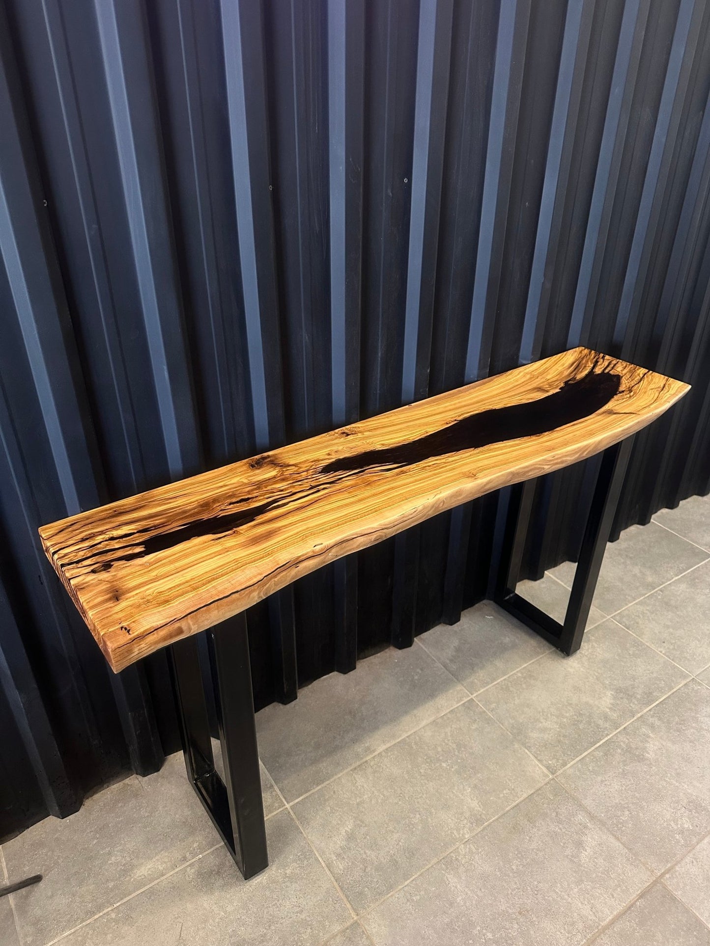 Live edge console table - black & natural edge - 120 × 30cm - Elite Wood - Console Table
