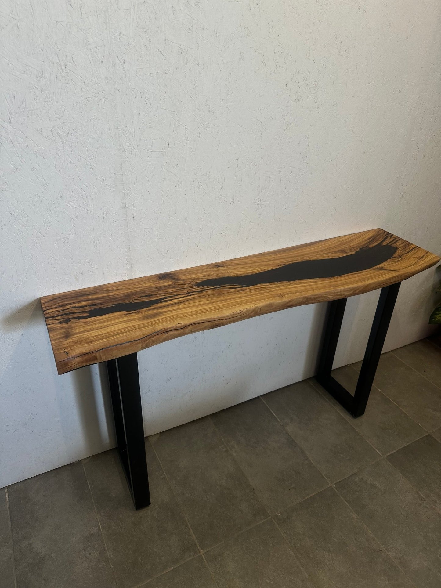Live edge console table - black & natural edge - 120 × 30cm - Elite Wood - Console Table