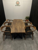Wechseln Live edge dining table oak solid wood - tree edge &amp; black metal frame - Elite Wood - Live edge dining table 2 Bild