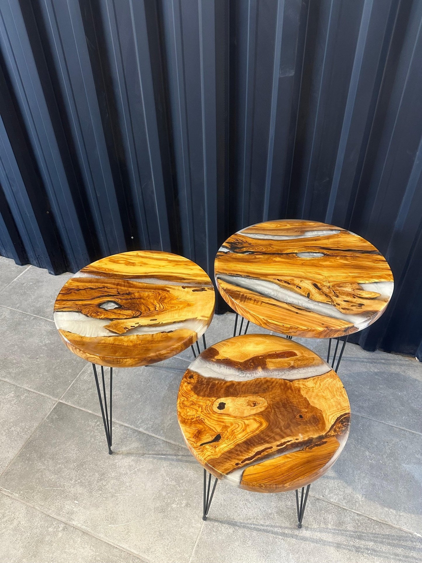 Side table Epoxy resin olive wood - handmade 3 Series table set - Elite Wood - coffee table