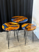 Wechseln Side table set olive wood - 3 - seater table group with blue epoxy resin - Elite Wood - coffee table 2 Bild