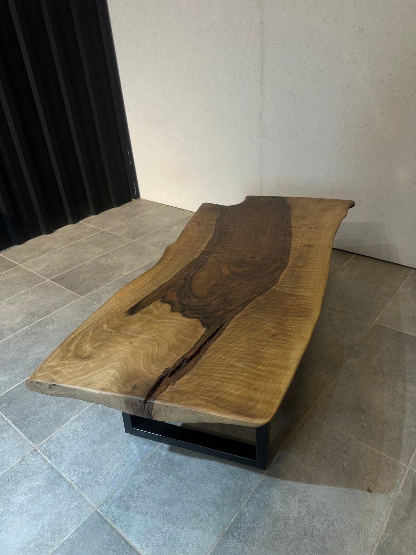 Walnut Coffee Table 135x60 cm – Handmade, with Metal Base - Elite Wood - coffee table