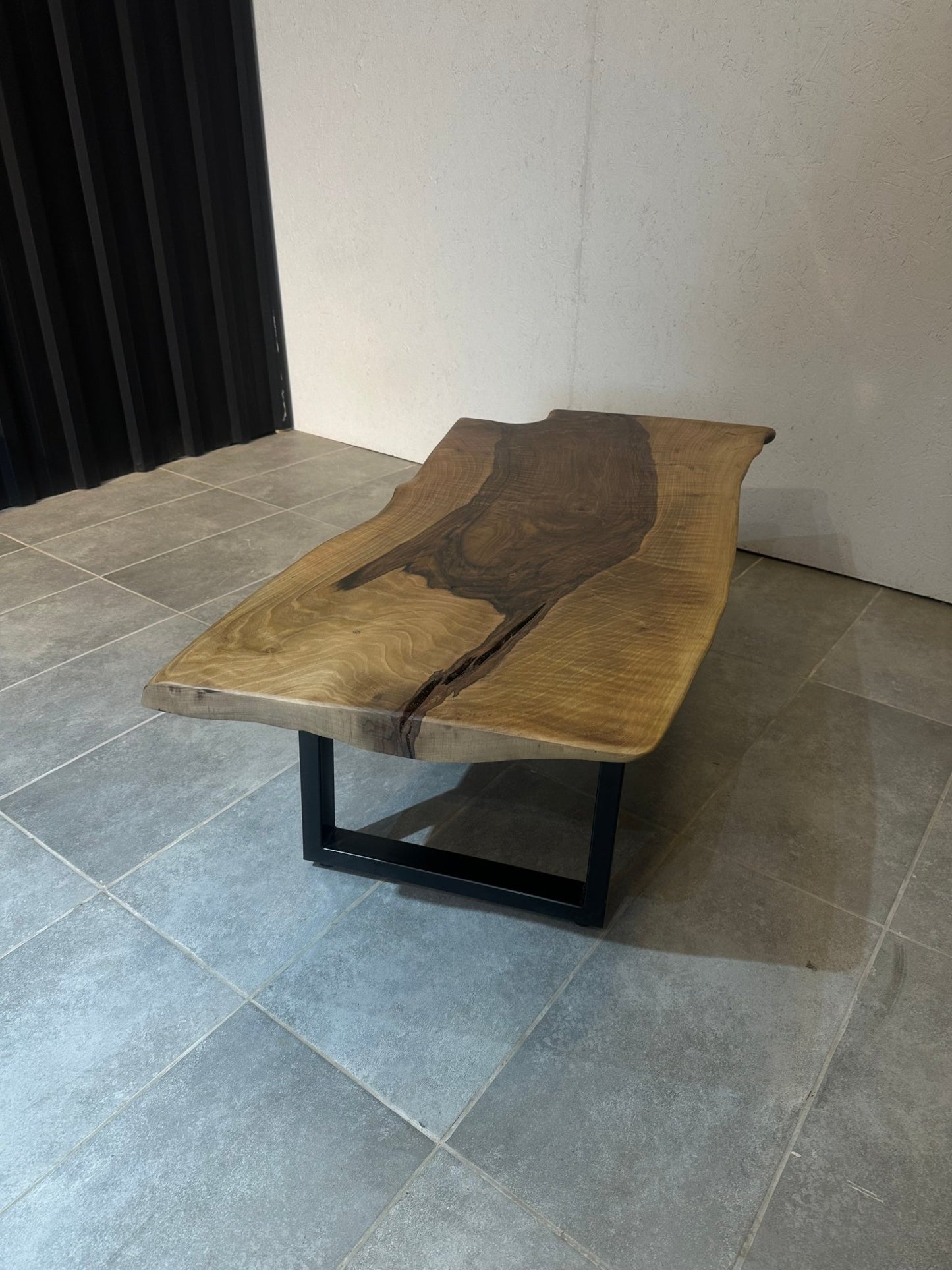 Walnut Coffee Table 135x60 cm – Handmade, with Metal Base - Elite Wood - coffee table